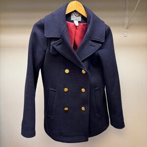 JCREW Wool Navy Peacoat Blue Stadium Cloth Nello Gori Vintage Double Breasted